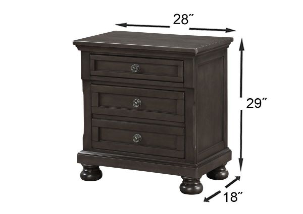 Gray Sophia King Size Bedroom Set by Avalon Furniture Showing the Nightstand Dimensions | Home Furniture Plus Bedding