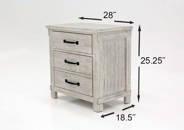 White Scott King Size Storage Bedroom Set by Elements Showing the Nightstand Dimensions | Home Furniture Plus Bedding