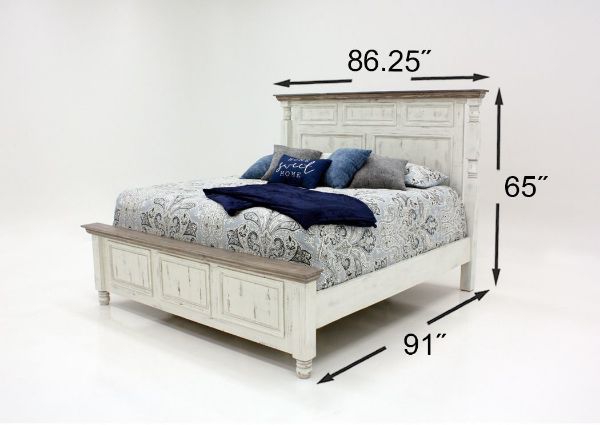 White Martha King Size Bedroom Set by Vintage Showing the King Bed Dimensions | Home Furniture Plus Bedding