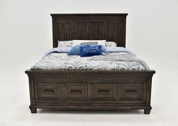 Dark Brown McCabe Queen Size Storage Bed by Elements Showing the Front View | Home Furniture Plus Bedding