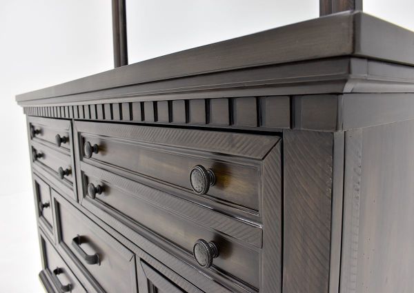 Dark Brown McCabe Dresser with Mirror by Elements Showing the Dresser Front Details | Home Furniture Plus Bedding
