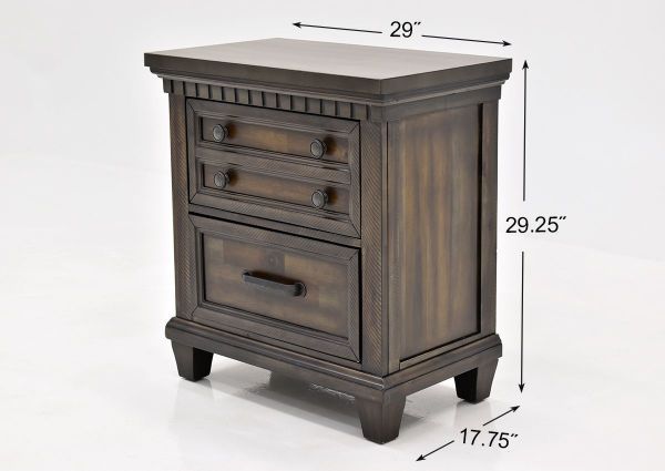 Dark Brown McCabe Queen Size Storage Bedroom Set  Showing the Nightstand Dimensions | Home Furniture Plus Bedding