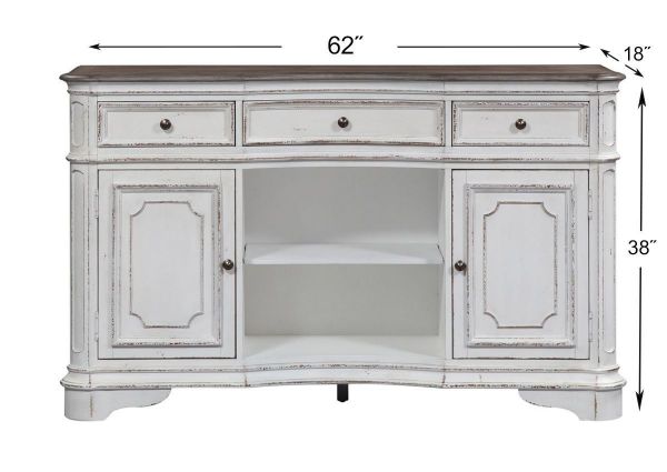 Front Facing View with Dimension Details of the Magnolia Manor Server Cabinet | Home Furniture Plus Bedding