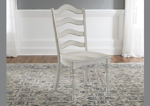 Antique White Magnolia Manor 7 Piece Dining Table Set by Liberty Furnishings, Showing the Showing the Side Chair at an Angle | Home Furniture Plus Bedding