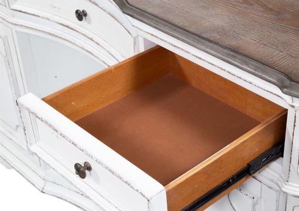 Close Up of Open Drawer on the Magnolia Manor Server Cabinet | Home Furniture Plus Bedding