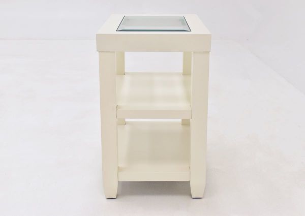 Crisp White Urban Chairside Table by Jofran Showing the Side View | Home Furniture Plus Bedding