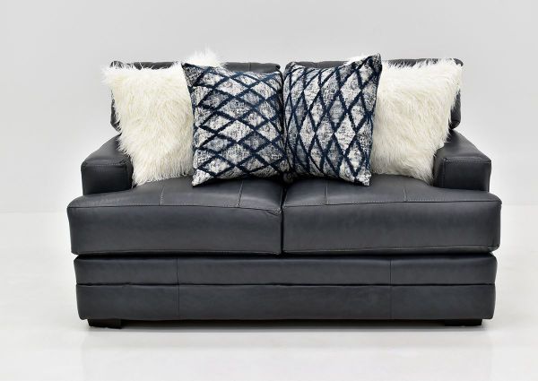 Navy Blue Sedona Leather Loveseat by Franklin Furniture Showing the Front View, Made in the USA | Home Furniture Plus Bedding