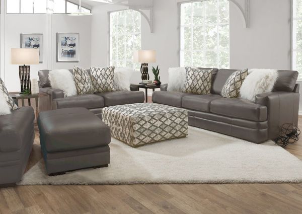 Gray Lizette Leather Sofa Set by Franklin Furniture Showing the Room View, Made in the USA | Home Furniture Plus Bedding