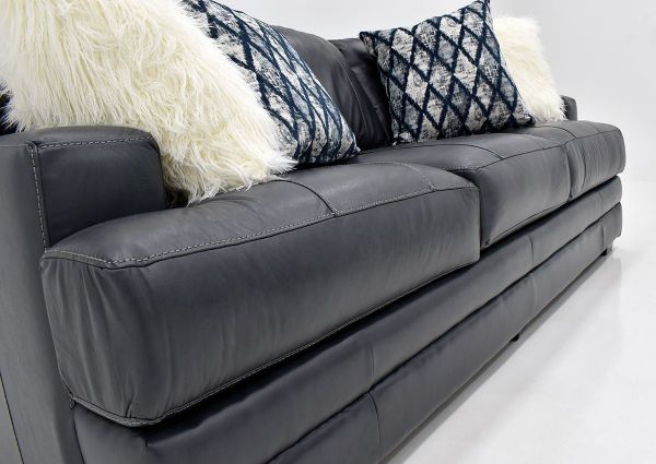 Sedona Leather Sofa with Navy Leather and Accent Pillows Showing the Angle View, Made in the USA | Home Furniture Plus Bedding