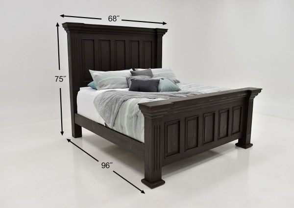 Dark Brown Chalet Queen Size Panel Bed by Vintage Furniture Showing the Headboard and Footboard Showing the Dimensions | Home Furniture Plus Bedding