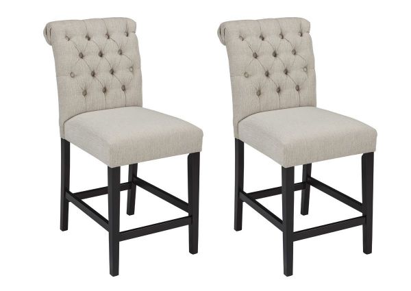 Tripton 24 Inch Off White Upholstered Bar Stool by Ashley Showing the Two Barstools | Home Furniture Plus Bedding