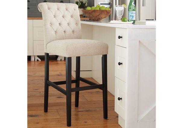 Off White Tripton 30 Inch Upholstered Bar Stool by Ashley Showing the Room View | Home Furniture Plus Bedding