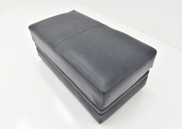 Navy Sedona Leather Ottoman by Franklin Furniture Showing the Angle Top View, Made in the USA | Home Furniture Plus Bedding