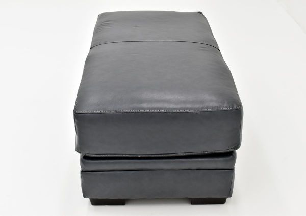 Navy Sedona Leather Ottoman by Franklin Furniture Showing the Side Top View, Made in the USA | Home Furniture Plus Bedding