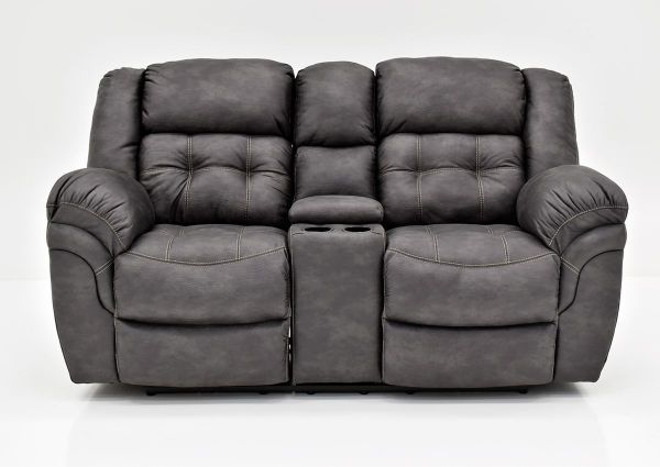 Gray Denton Reclining Loveseat by HomeStretch Showing the Front View Made in the USA | Home Furniture Plus Bedding