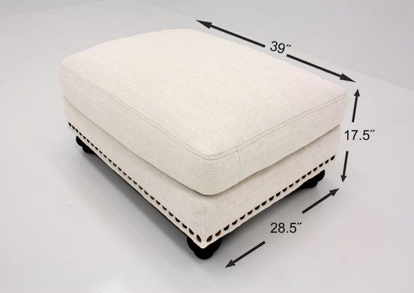 Off White Brinton Ottoman by Franklin Furniture Showing the Dimensions, Made in the USA | Home Furniture Plus Bedding