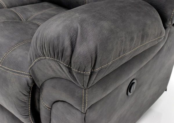 Gray Denton POWER Reclining Sofa by HomeStretch Showing the Pillow Arm Detail, Made in the USA | Home Furniture Plus Bedding