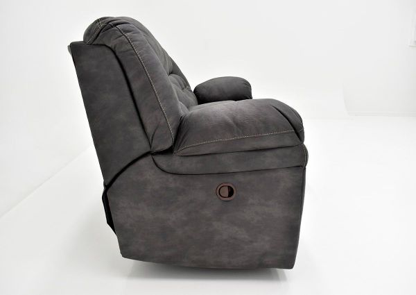 Gray Denton Reclining Loveseat by HomeStretch Showing the Side View, Made in the USA | Home Furniture Plus Bedding