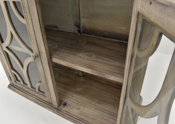Granite Gray Westgate 2 Door Cabinet by Vintage Furniture Showing the Shelves | Home Furniture Plus Bedding