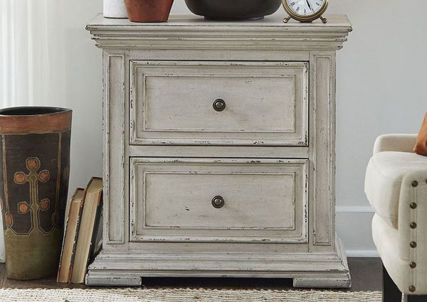 White Big Valley Nightstand by Liberty Furniture Showing the Room View | Home Furniture Plus Bedding