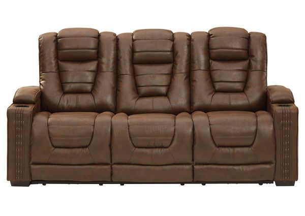Brown Owners Box POWER Reclining Sofa by Ashley Showing the Front View | Home Furniture Plus Bedding
