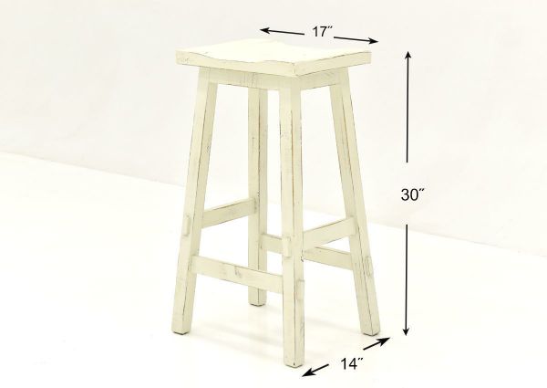 White Trent 30 Inch Barstool by Vintage Showing the Dimensions | Home Furniture Plus Bedding