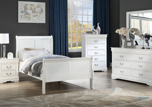 Picture of Louis Philippe Twin Size Bedroom Set - White