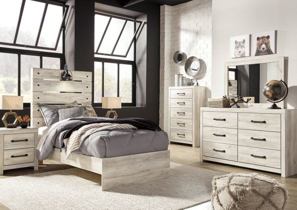 Wispy White Cambeck Twin Size Bedroom Set by Ashley Furniture Showing the Room View | Home Furniture Plus Bedding