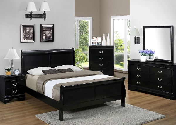 Picture of Louis Philippe Full Size Bedroom Set - Black
