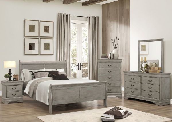 Picture of Louis Philippe Full Size Bedroom Set - Gray