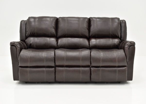 Front Facing View of the Chocolate Brown Mercury Leather Reclining Sofa by Homestretch | Home Furniture Plus Bedding