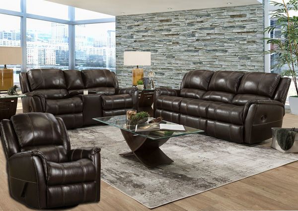Chocolate Brown Mercury Reclining Sofa Set by Homestretch Showing the Room View , Made in the USA | Home Furniture Plus Bedding