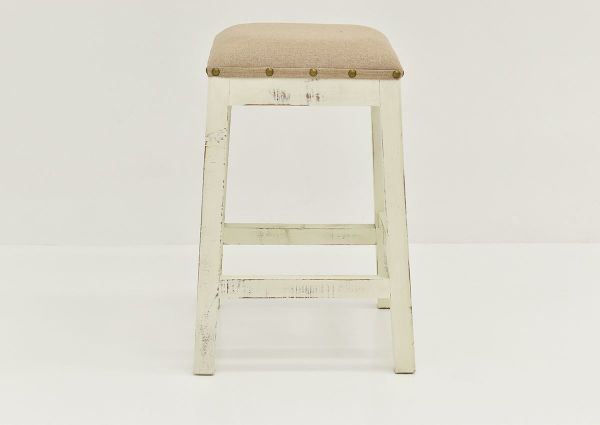 Front Facing View of the Westgate Barstool in Rustic White by Vintage Furniture | Home Furniture Plus Bedding