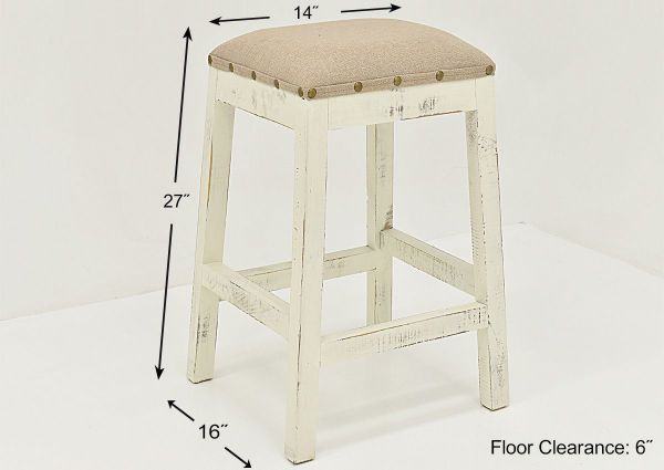 Dimension Details of the Westgate Barstool in Rustic White by Vintage Furniture | Home Furniture Plus Bedding