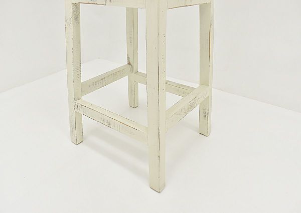 Leg Detail of the Westgate Barstool in Rustic White by Vintage Furniture | Home Furniture Plus Bedding