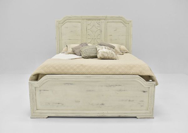 White Westgate Queen Size Panel Bed by Vintage Furniture Showing the Front View | Home Furniture Plus Bedding