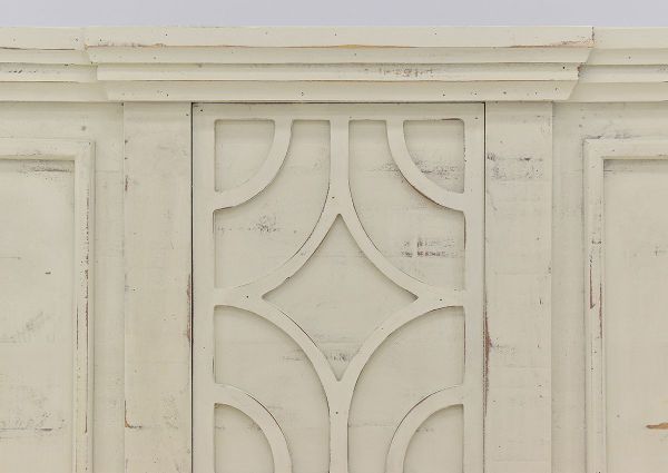 White Westgate King Size Panel Bed by Vintage Furniture Showing the Headboard Carved Detail | Home Furniture Plus Bedding
