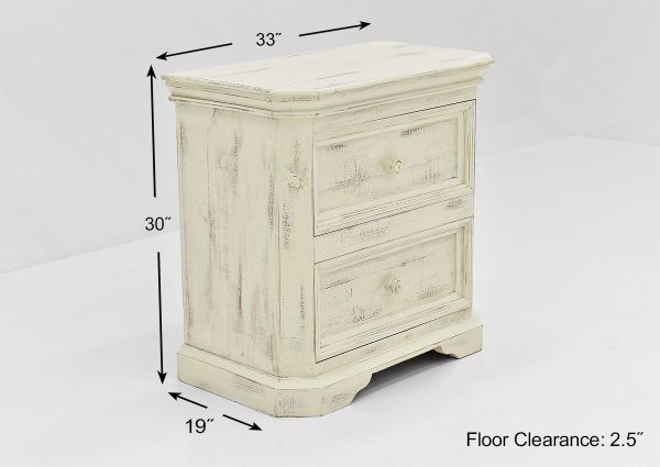 White Westgate Nightstand by Vintage Furniture Showing the Dimensions | Home Furniture Plus Bedding