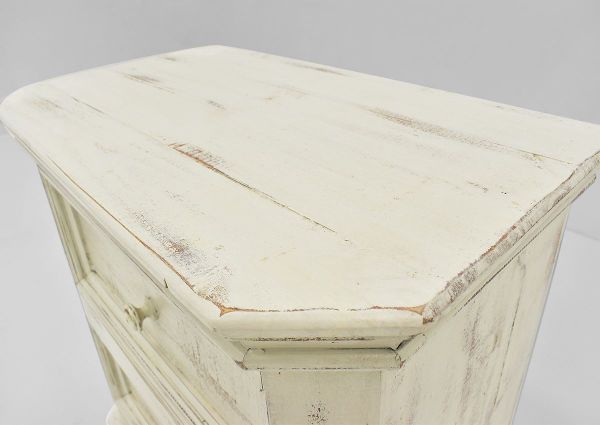 White Westgate Nightstand by Vintage Furniture Showing the Top Detail | Home Furniture Plus Bedding