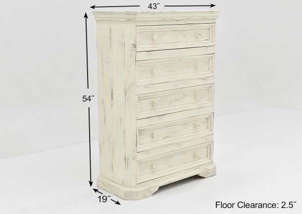 White Westgate Chest of Drawers by Vintage Furniture Showing the Dimensions | Home Furniture Plus Bedding