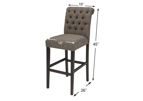 Warm Gray Tripton 30 Inch Upholstered Bar Stool by Ashley Showing the Dimensions | Home Furniture Plus Bedding