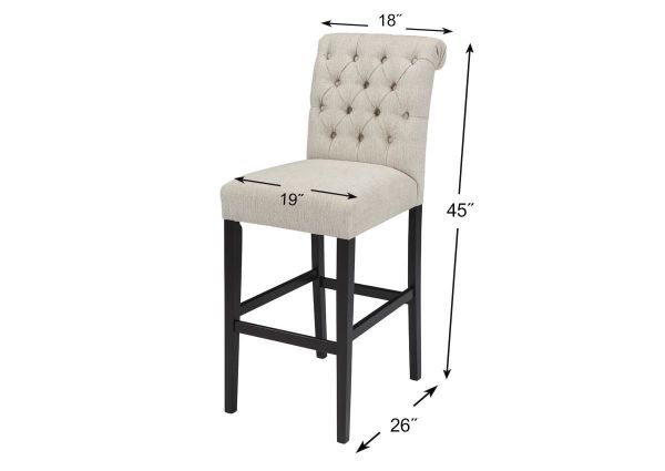 Off White Tripton 30 Inch Upholstered Bar Stool by Ashley Showing the Dimensions | Home Furniture Plus Bedding