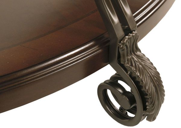 Brown Nestor Sofa/Console Table by Ashley Furniture Showing the Foot Detail | Home Furniture Plus Bedding