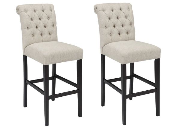 Off White Tripton 30 Inch Upholstered Bar Stool by Ashley Showing Two Barstools | Home Furniture Plus Bedding