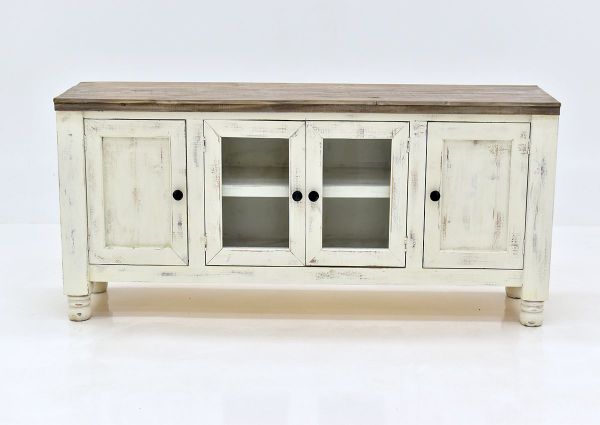 White Martha TV Stand by Vintage Furniture Showing the Front View | Home Furniture Plus Bedding