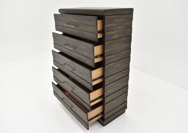 Brown Edison Chest of Drawers by Bernard Furniture Showing the Angle View With the Drawers Open | Home Furniture Plus Bedding