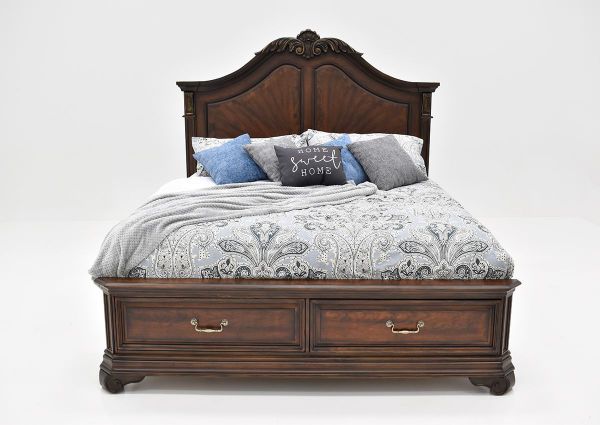 Cherry Brown Devonshire Queen Size Panel Bed Set by Avalon Showing the Front View | Home Furniture Plus Bedding