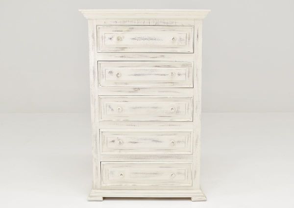 White Chalet Chest of Drawers by Vintage Furniture Showing the Front View | Home Furniture Plus Bedding