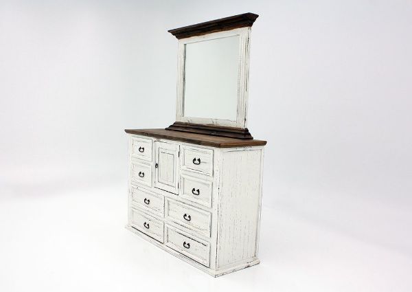 Chateau Dresser with Mirror, White, Angle | Home Furniture Plus Bedding