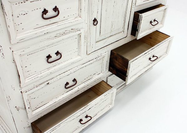 Chateau Dresser with Mirror, White, Drawers Open | Home Furniture Plus Bedding